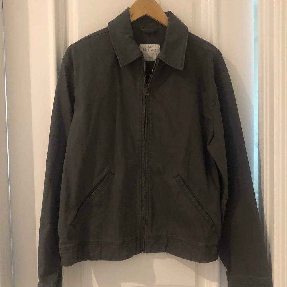 Hollister Men's Olive Green Zip Jacket